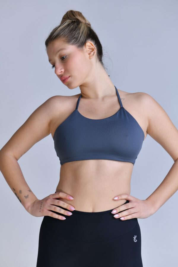 טופ ספורט קשירה - כחול פחם