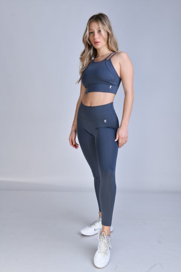 סט - טייץ + דאבל טופ איקס - כחול פחם