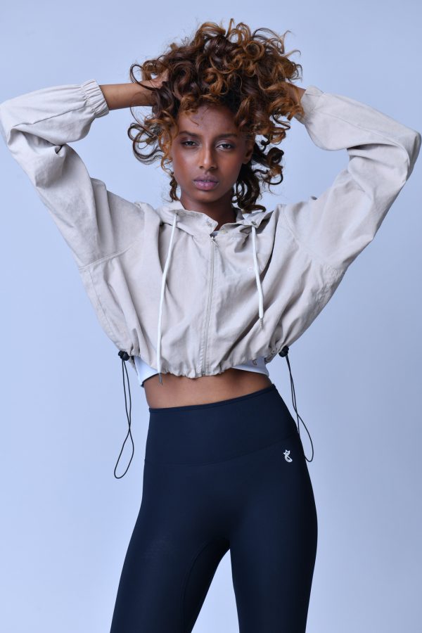 מעיל רוח CROP - בז'