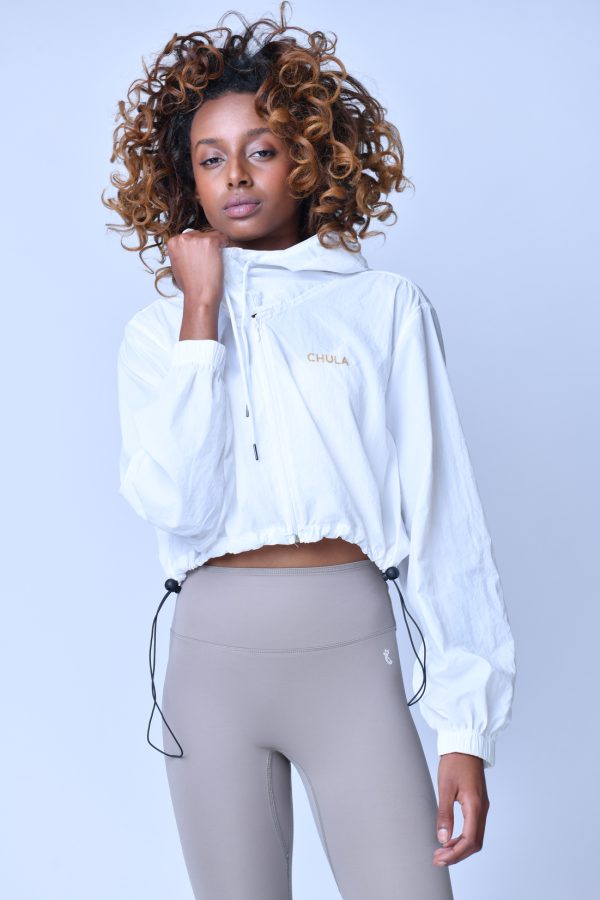 מעיל רוח CROP - לבן