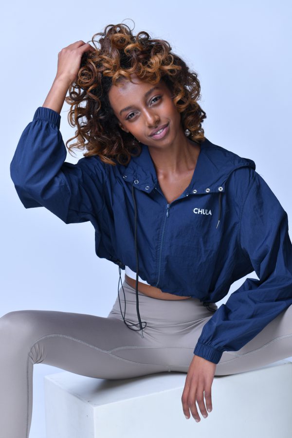 מעיל רוח CROP - כחול